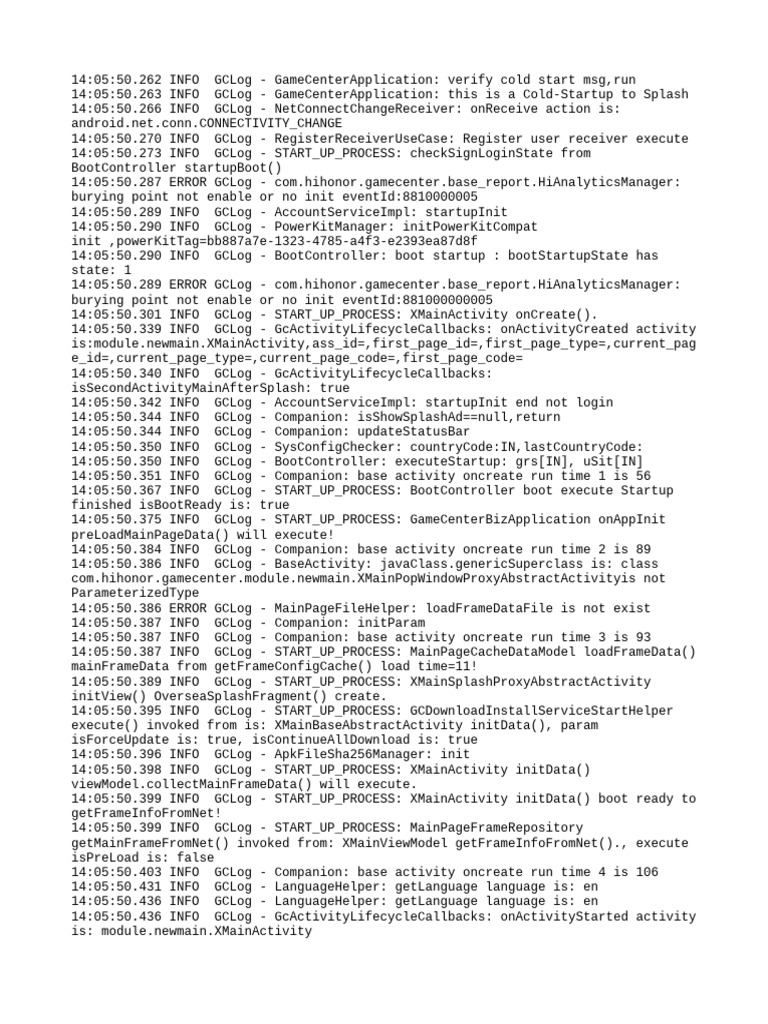 GameCenter Application Startup Log | PDF | Internet | Web Standards