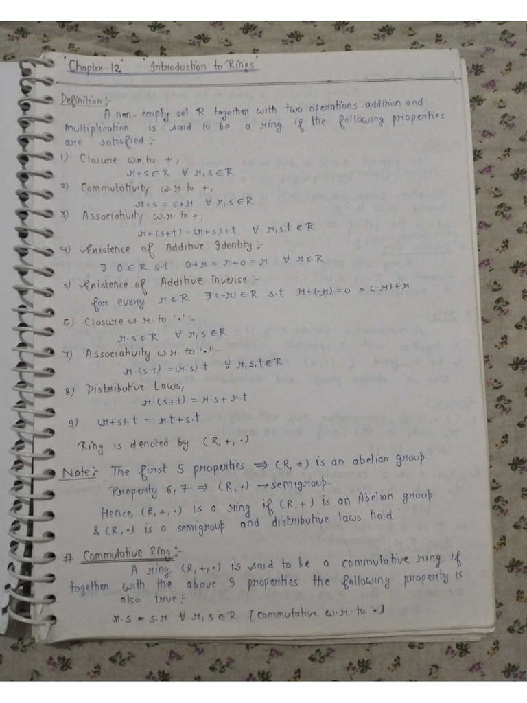 Ring Theory (Sem 5) Notes 1 | PDF