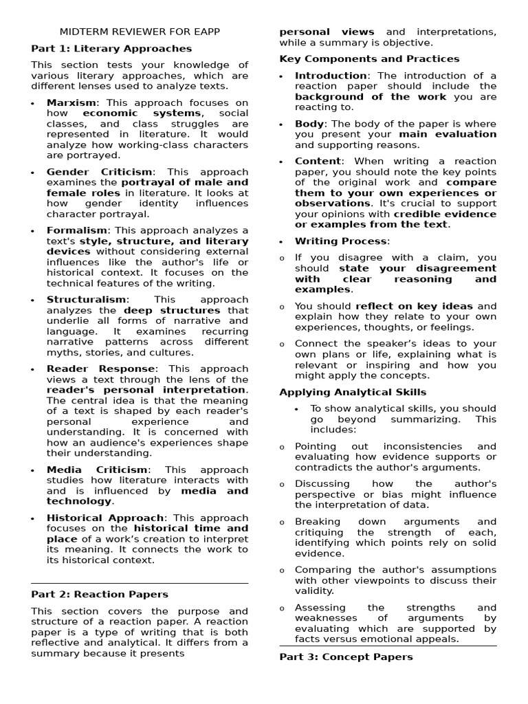 EAPP Midterm Reviewer Guide | PDF | Argument | Concept