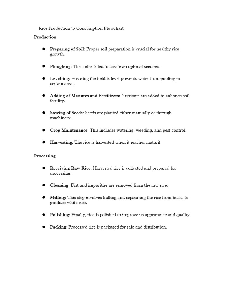 Rice Production and Consumption Process | PDF