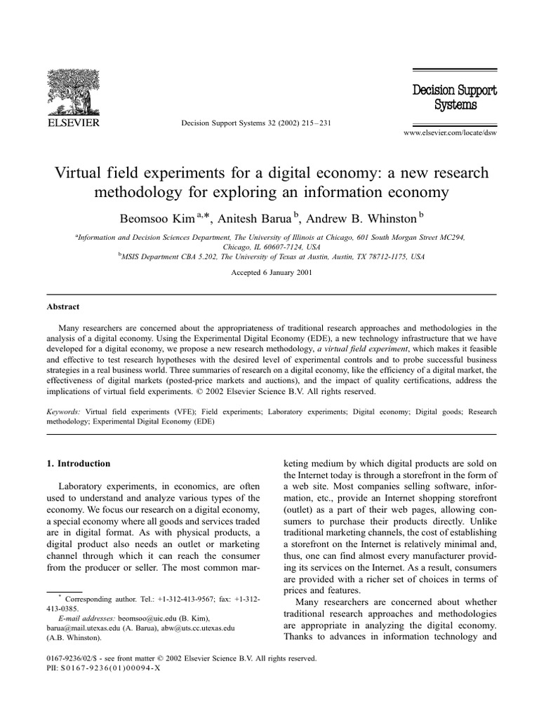 Virtual Field Experiments in Digital Economy | PDF | Experiment ...