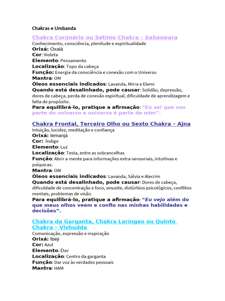 Chakras e Umbanda | PDF | Chacra | Kundalini