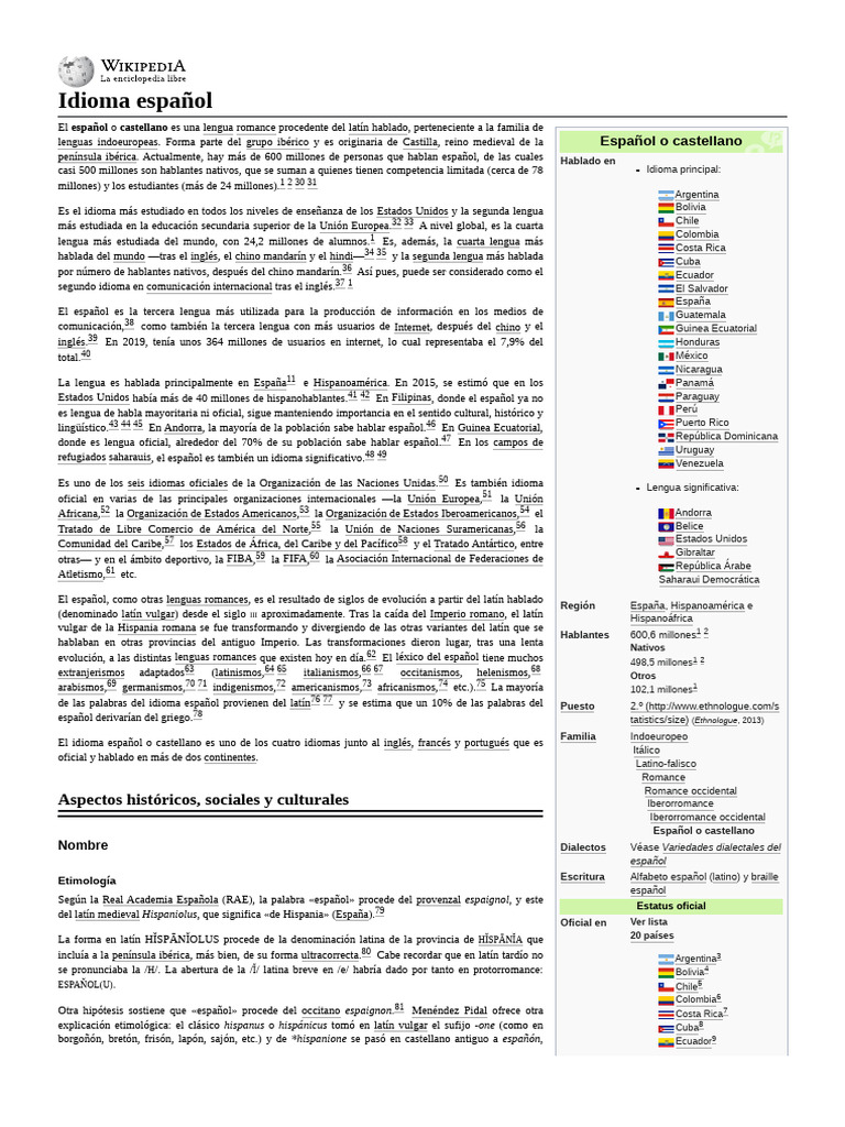 Datos sobre el idioma español | PDF | Lengua española | America latina