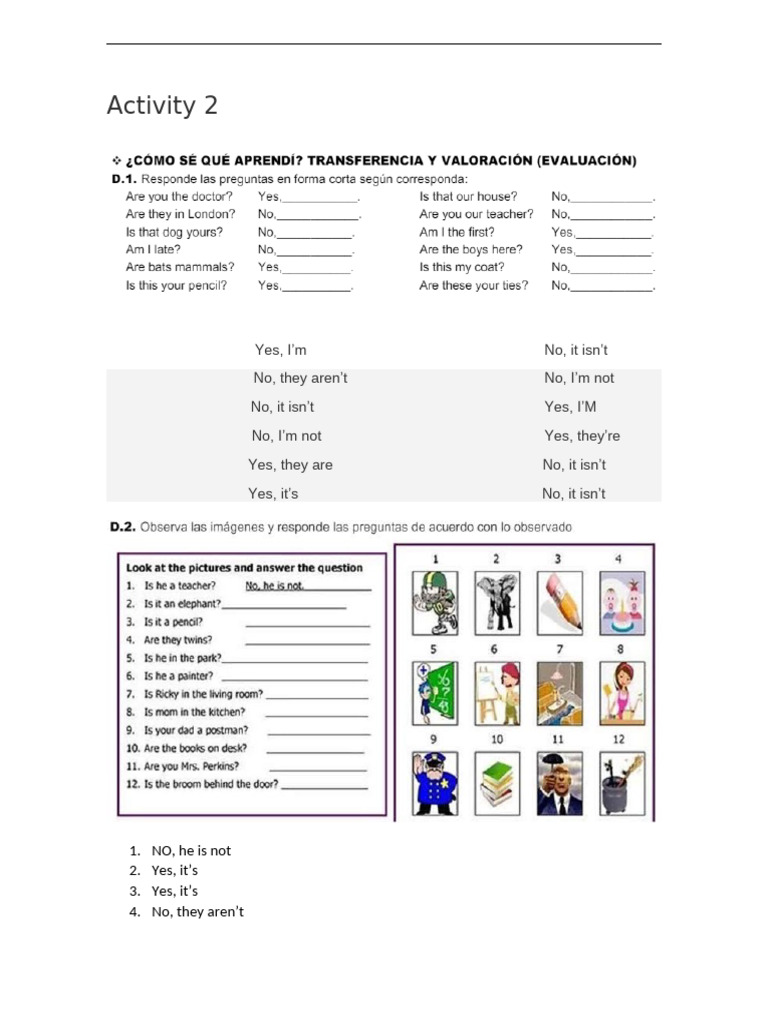 Activity de Ingles 2 | PDF