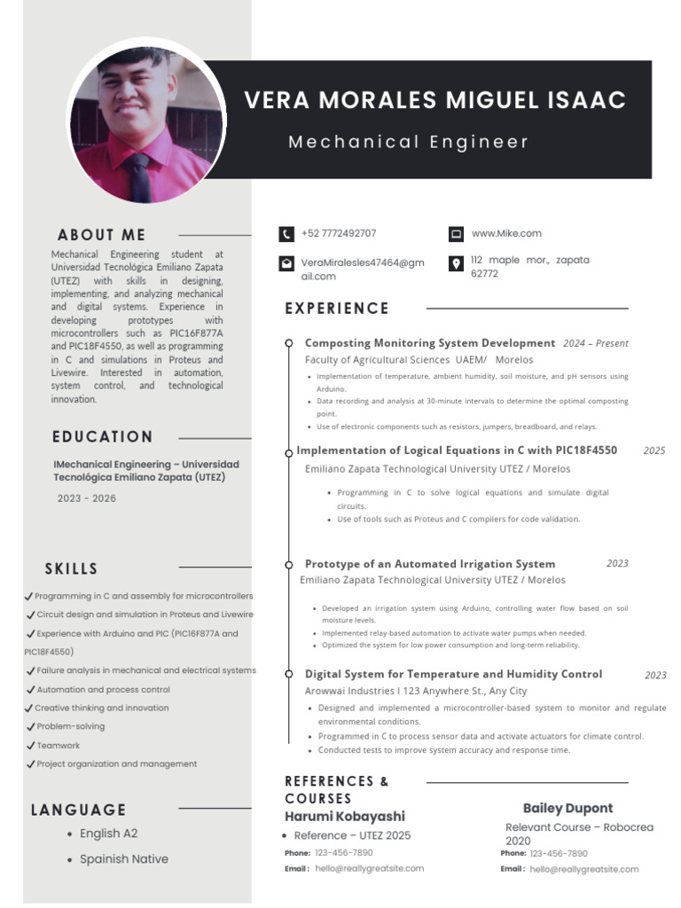 Mechanical Engineering Student Profile | PDF | Automation | Arduino