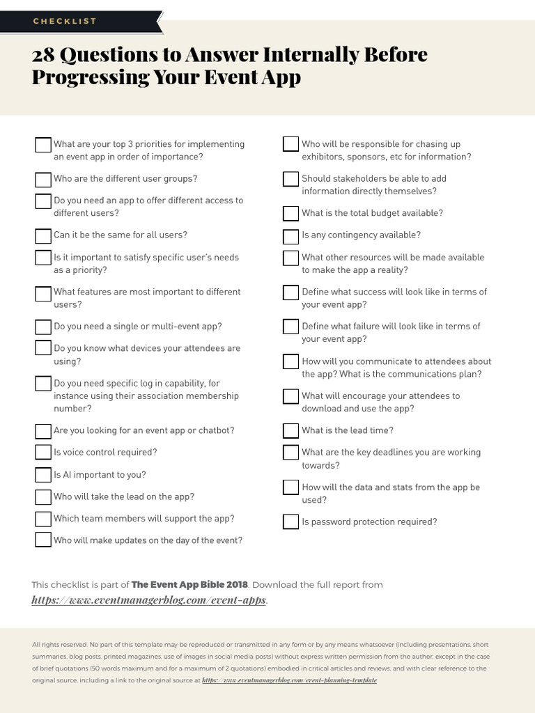 Internal Questions To Address Before Progressing Your Event App | PDF ...