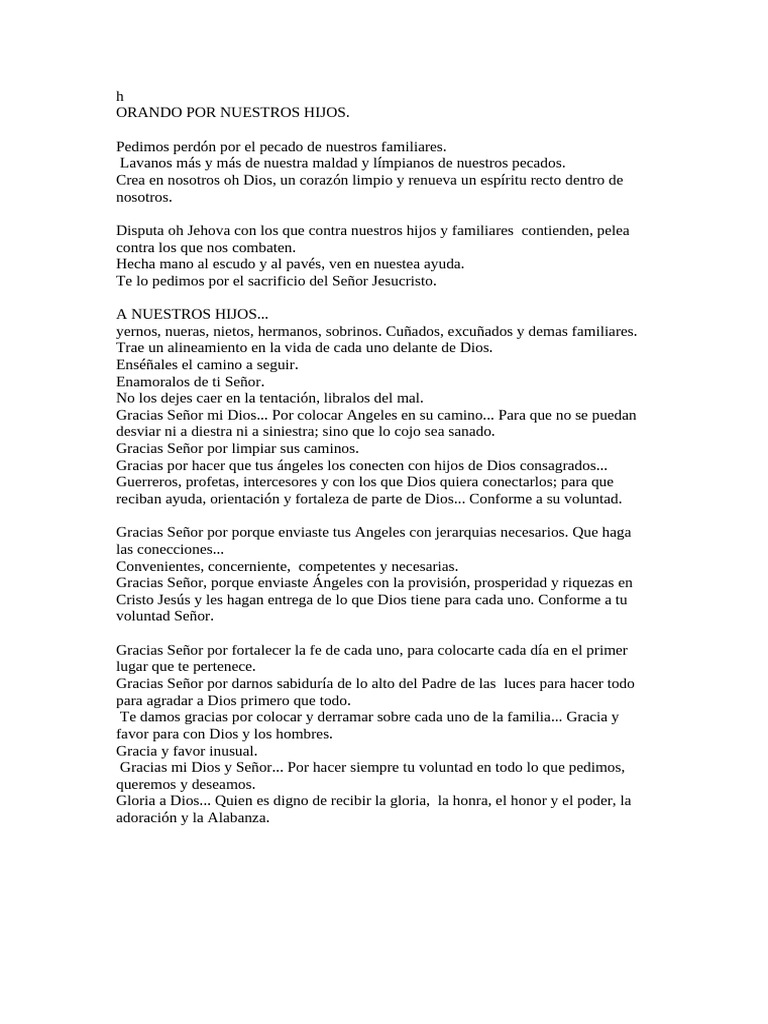 Oraciones por Nuestros Hijos y Familiares | PDF