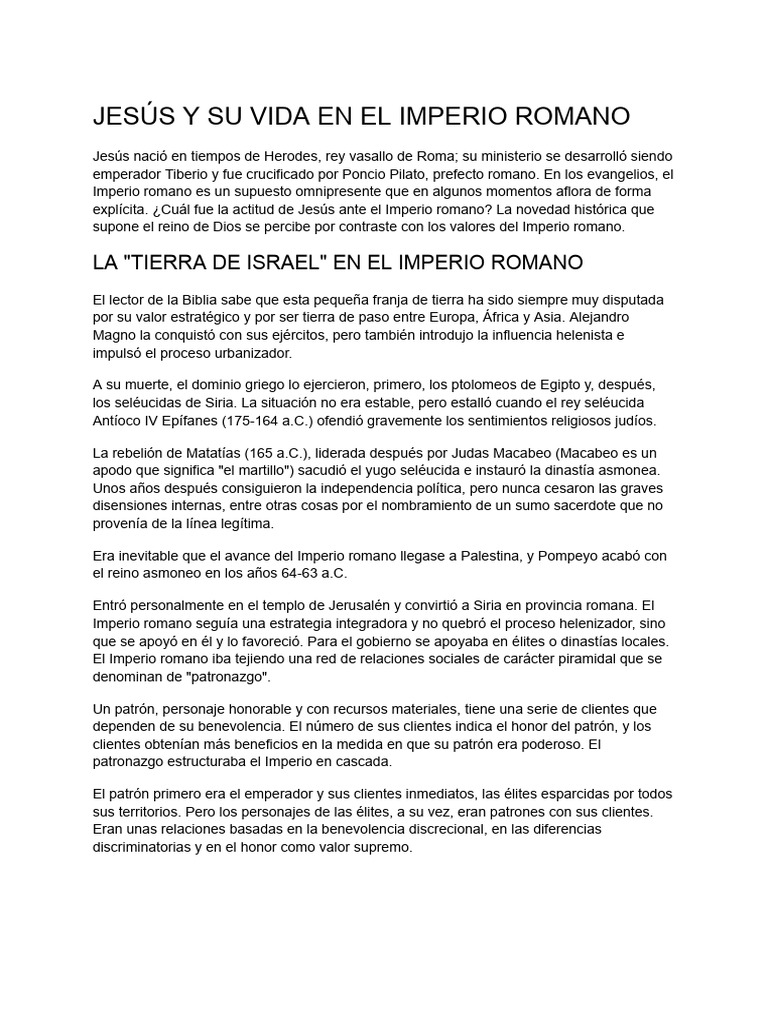 Jesús en el Imperio Romano: Contexto y Vida | PDF | Jesús | Poncio Pilato