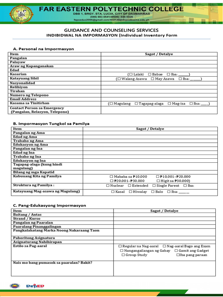 Fepc Individual Inventory Updated 2025 | PDF