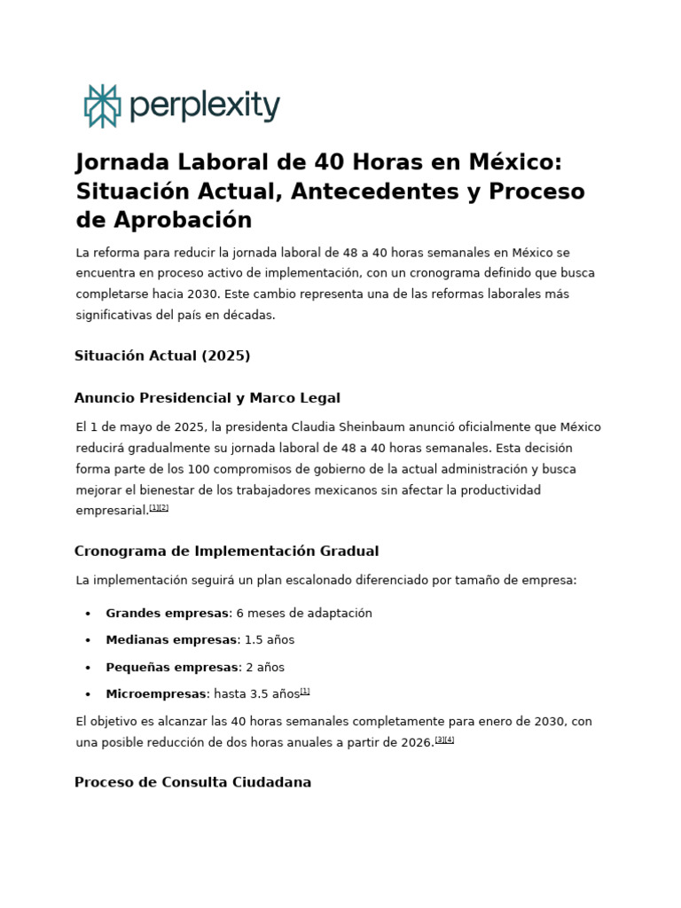 Reforma Laboral: 40 Horas en México | PDF | Tiempo de trabajo | México