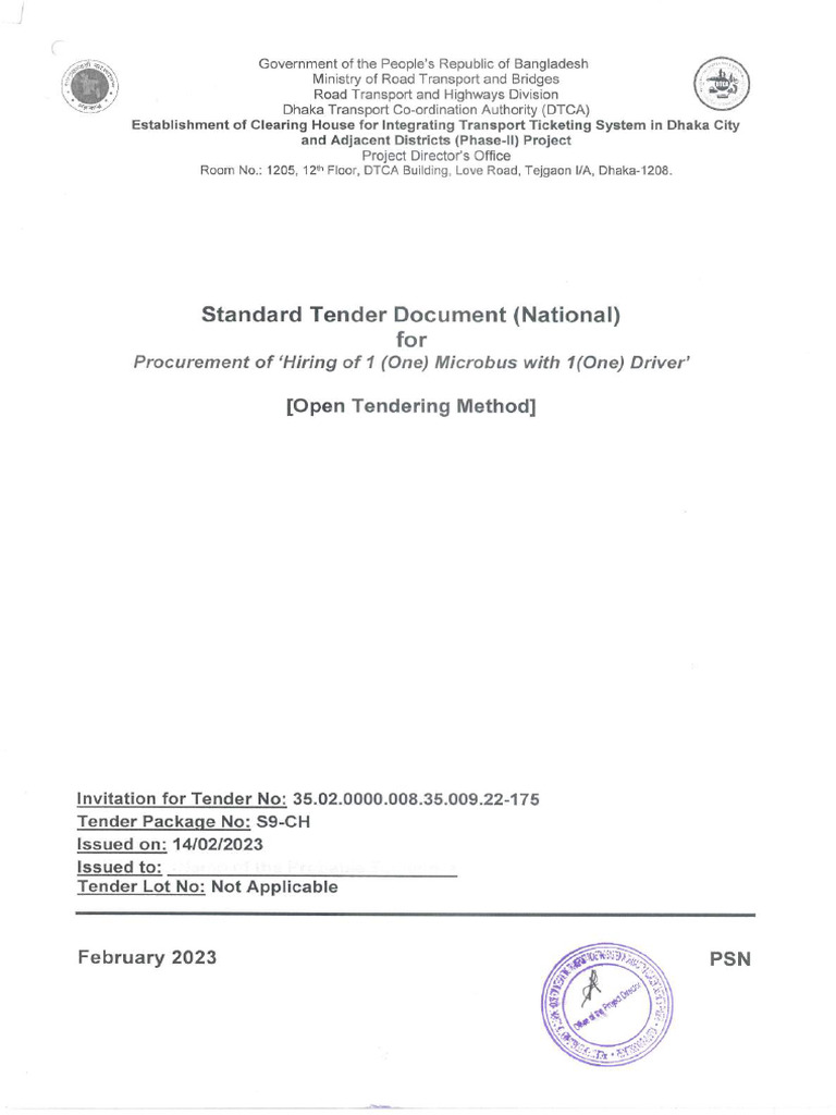 Tender For Hiring Vehicle | PDF