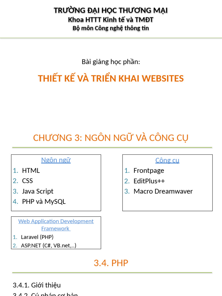 Bai Giang Web 03 - 4 - Web Programming Languages - PHP | PDF