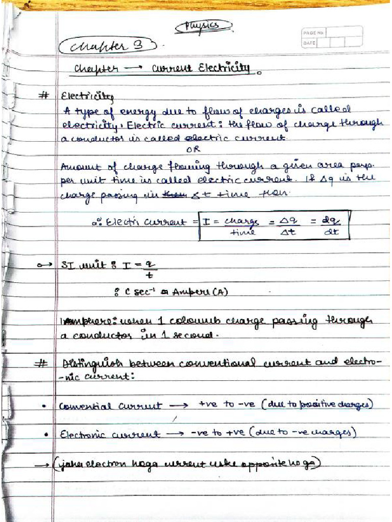 Current Electricity Notes | PDF