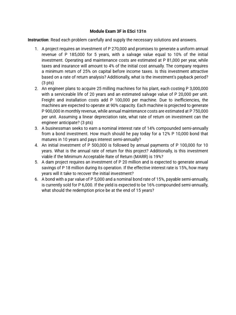 Esci 131n Module Exam 3f Solutions Pdf 