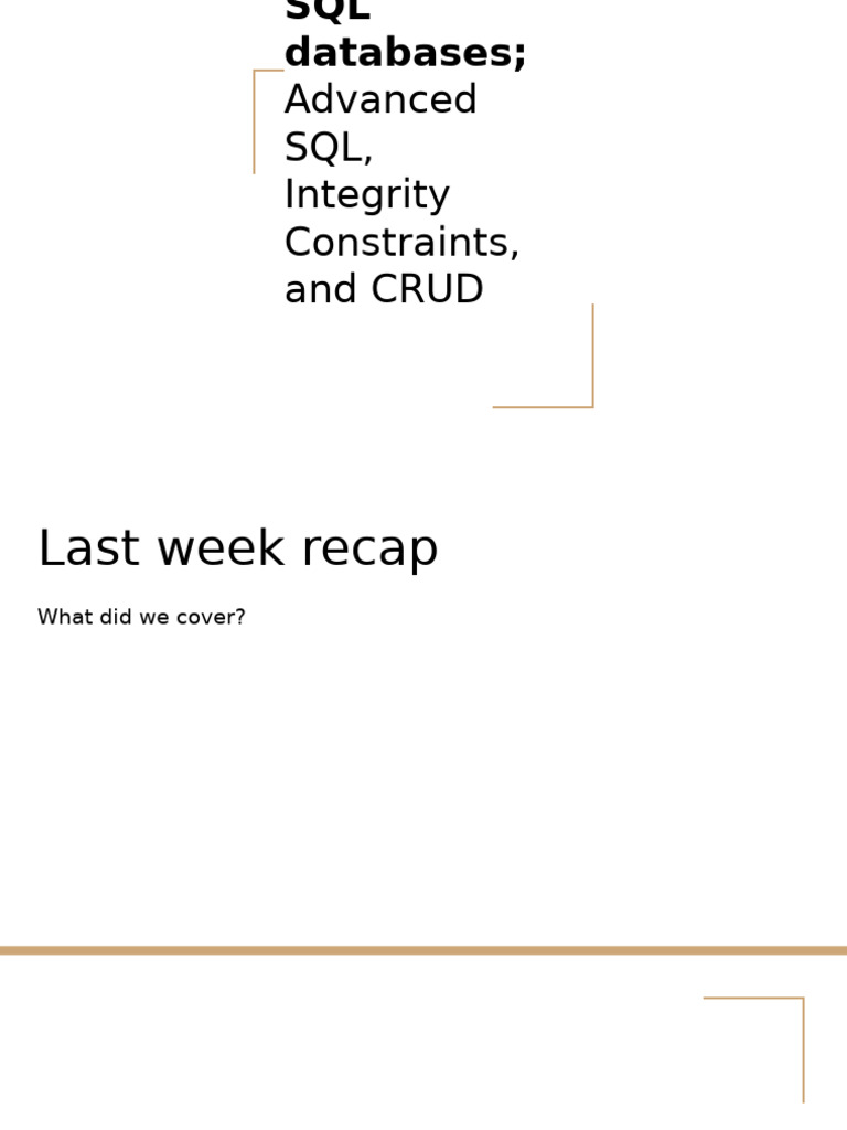 Advanced SQL: Integrity Constraints & CRUD | PDF | Data | Data Management