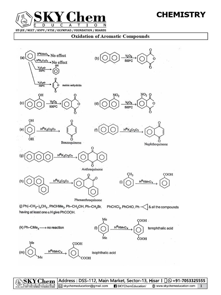 48.1 Notes Oxidation of Aromatic Compounds | PDF
