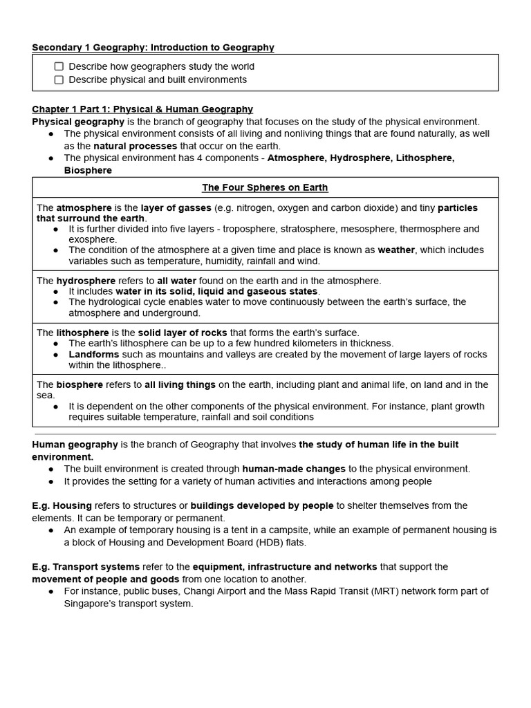 Grade 6 Introduction to Geography Notes | PDF | Atmosphere Of Earth ...