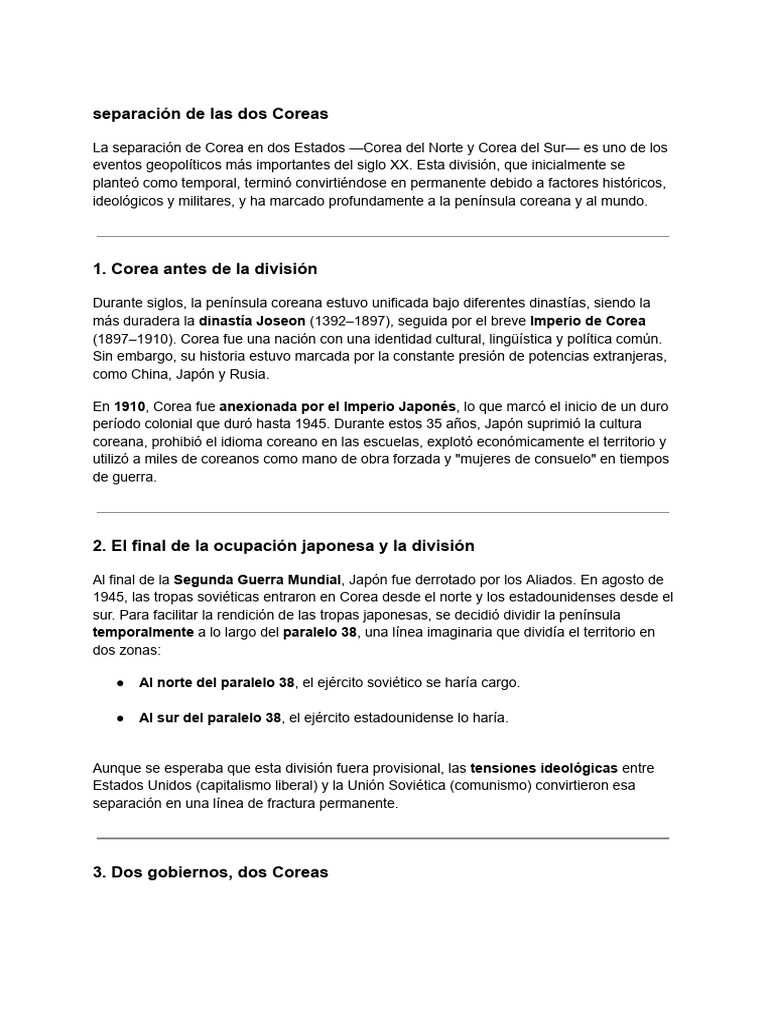 La división permanente de Corea | PDF | Corea | Corea del Norte