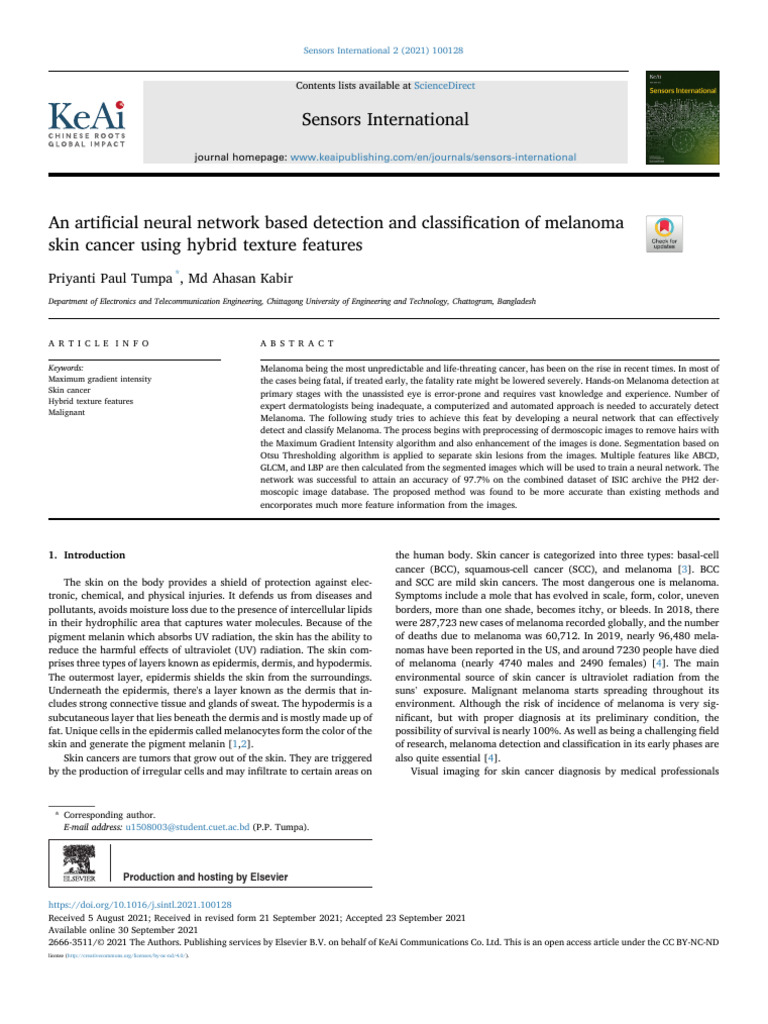 An Artificial Neural Network Based Detection and Classificat 2021 ...
