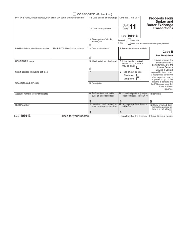 Blank 1099-B Tax Form Template | PDF | Law