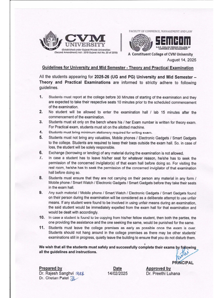 Guidelines For Examination | PDF