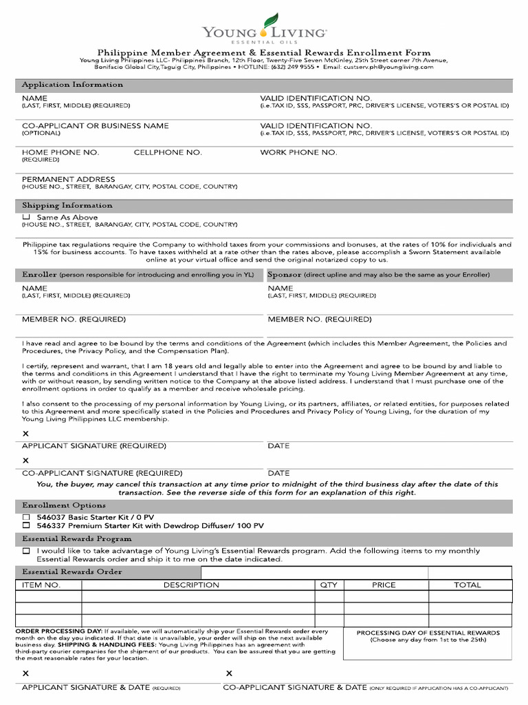 YL PH Enrollment Form 2 | PDF