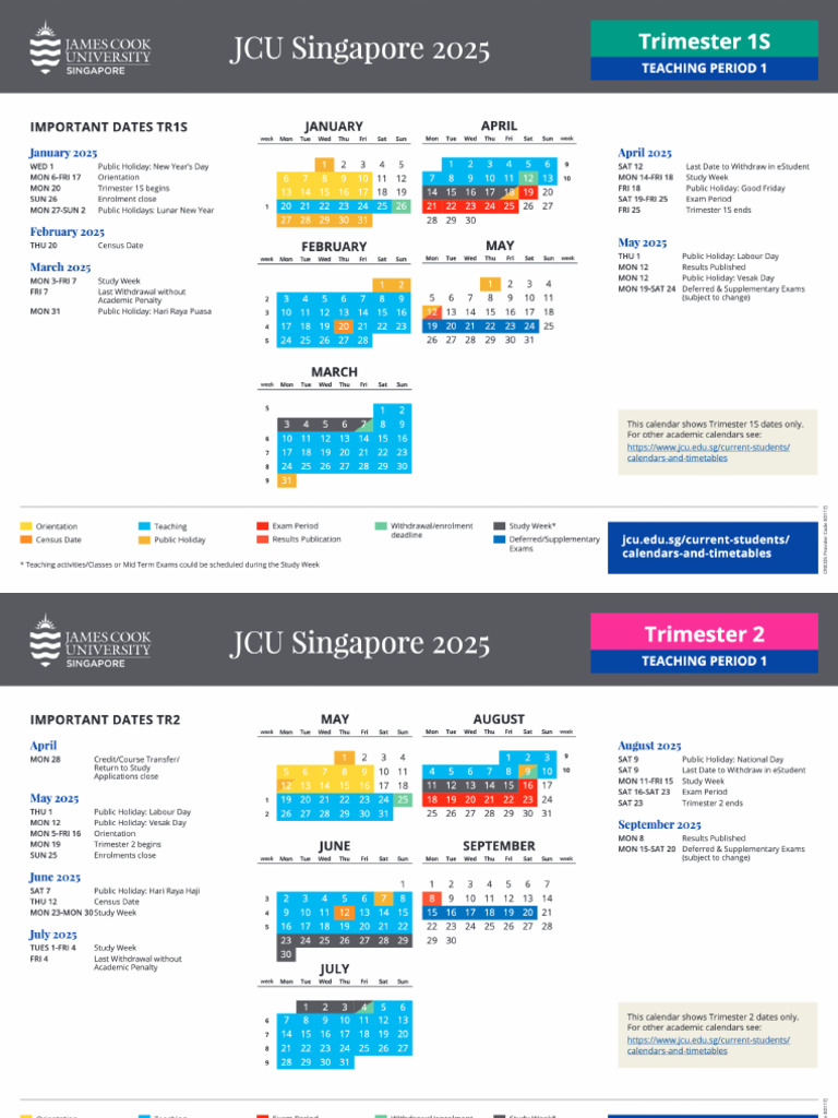 JCU Academic Calendar 2025 Trimester | PDF