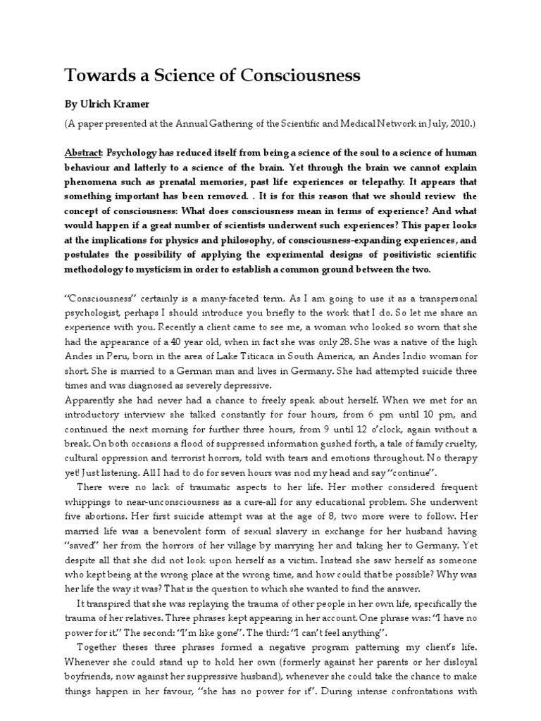 11xe Science of Consciousness | PDF | Consciousness | Psychological Trauma