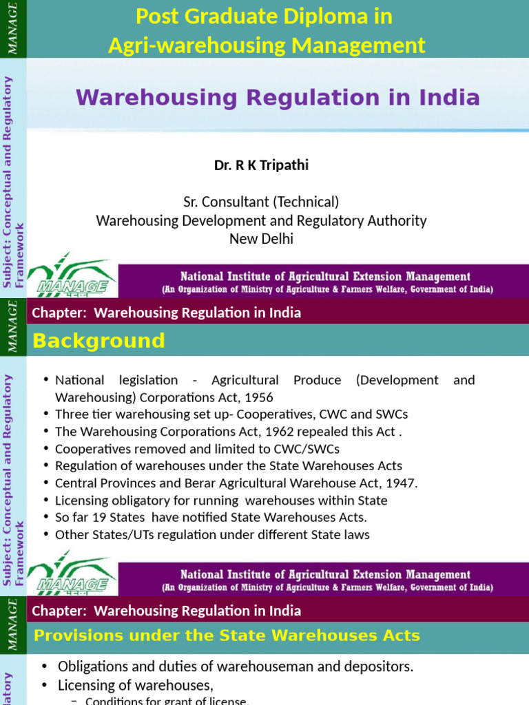 Warehousing Regulation Framework in India | PDF | Warehouse | Regulation