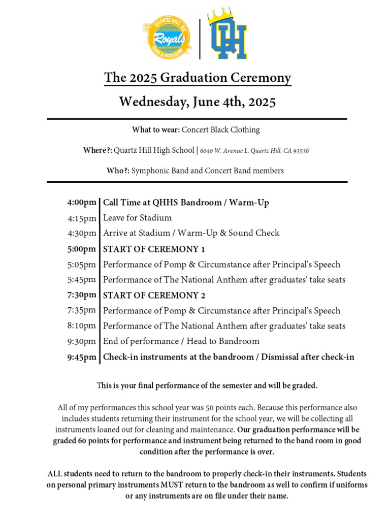 2025 Graduation Ceremony Schedule | PDF