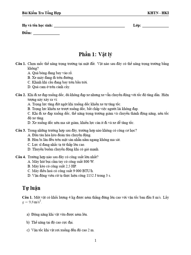Đề kiểm tra KHTN 2 | PDF