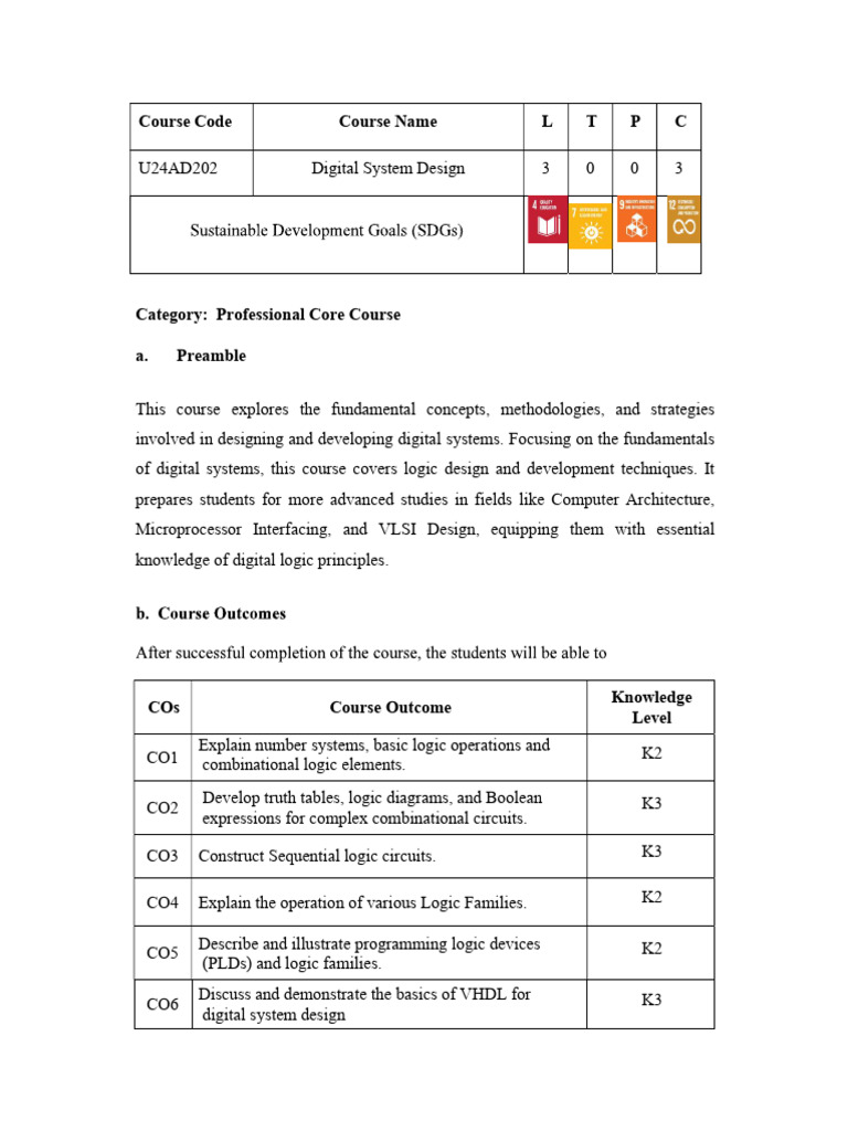 Digital System Design Course Overview | PDF