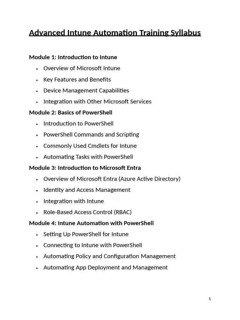 Advanced Intune Automation Training Syllabus | PDF | Information ...