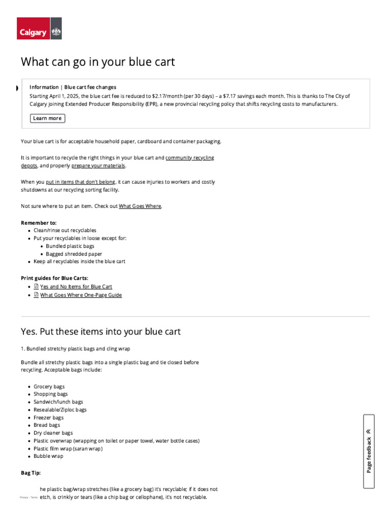 Calgary Blue Cart Recycling Guide | PDF | Recycling