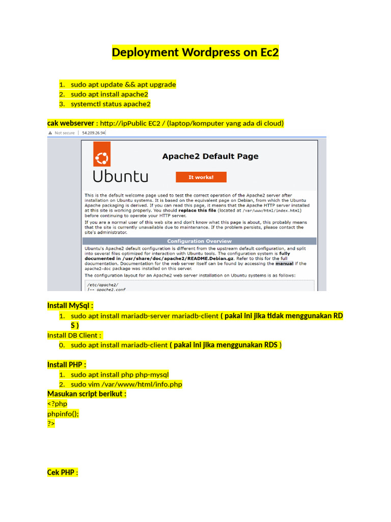 Deployment Wordpress On Ec2-Tutorial | PDF