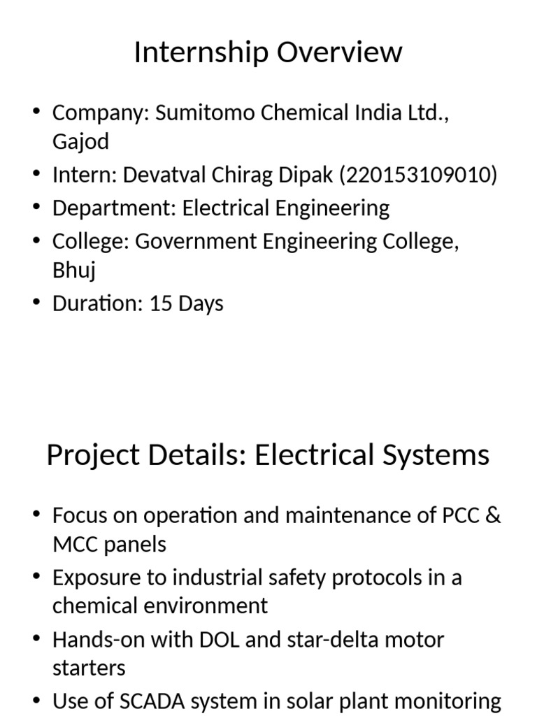 Electrical Engineering Internship Report | PDF