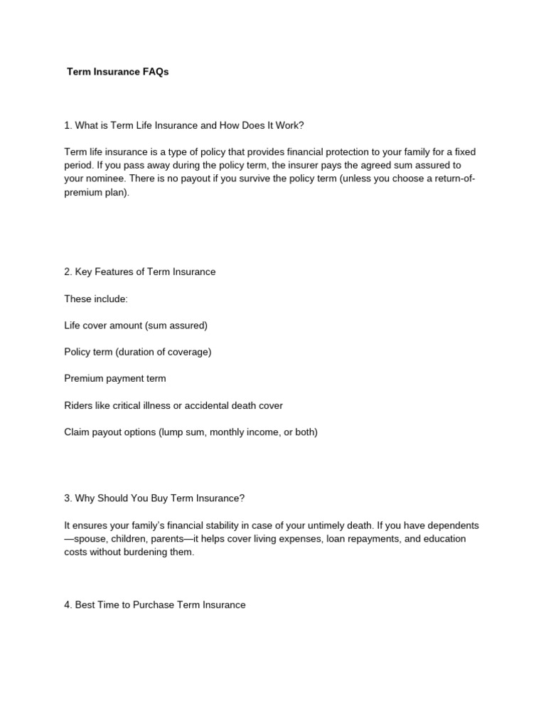 Comprehensive Term Insurance Guide | PDF | Insurance | Life Insurance