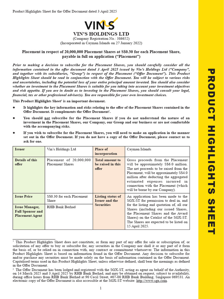 Final Product Highlights Sheet | PDF | Debt | Loans