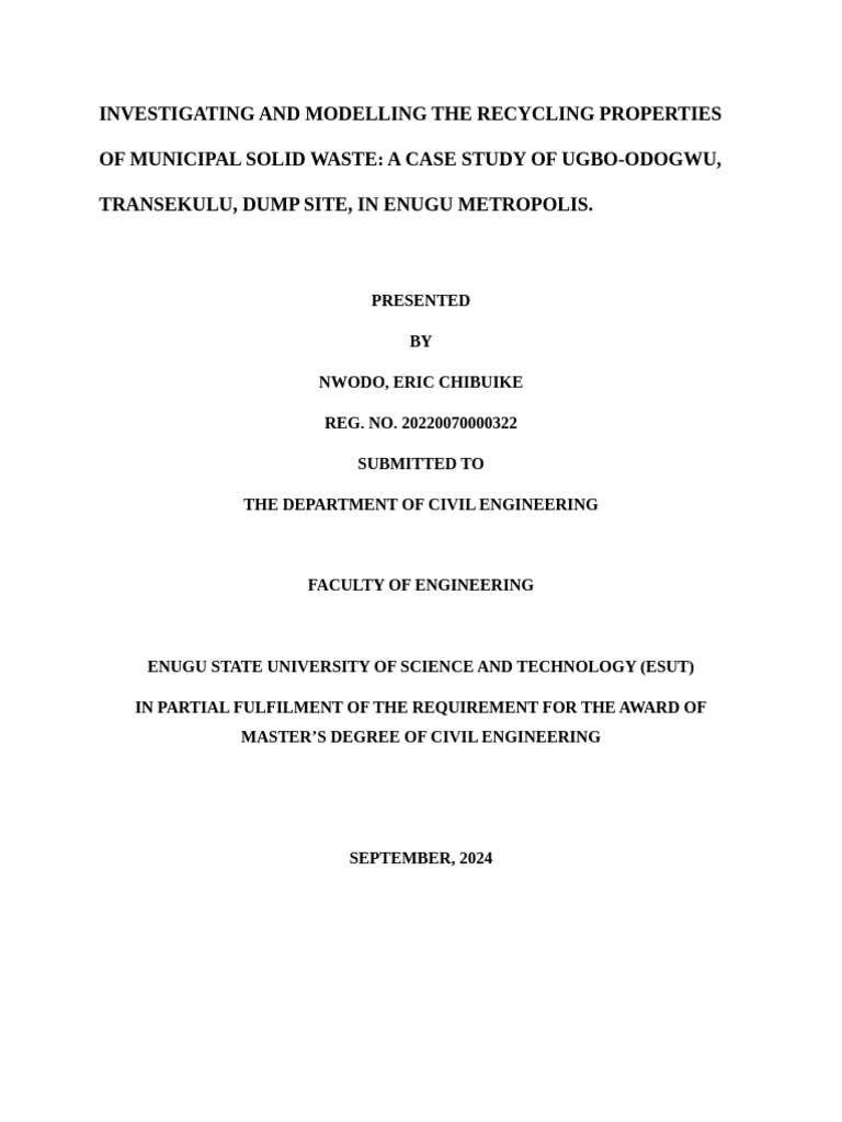 Recycling Municipal Solid Waste in Enugu | PDF | Waste Management | Waste