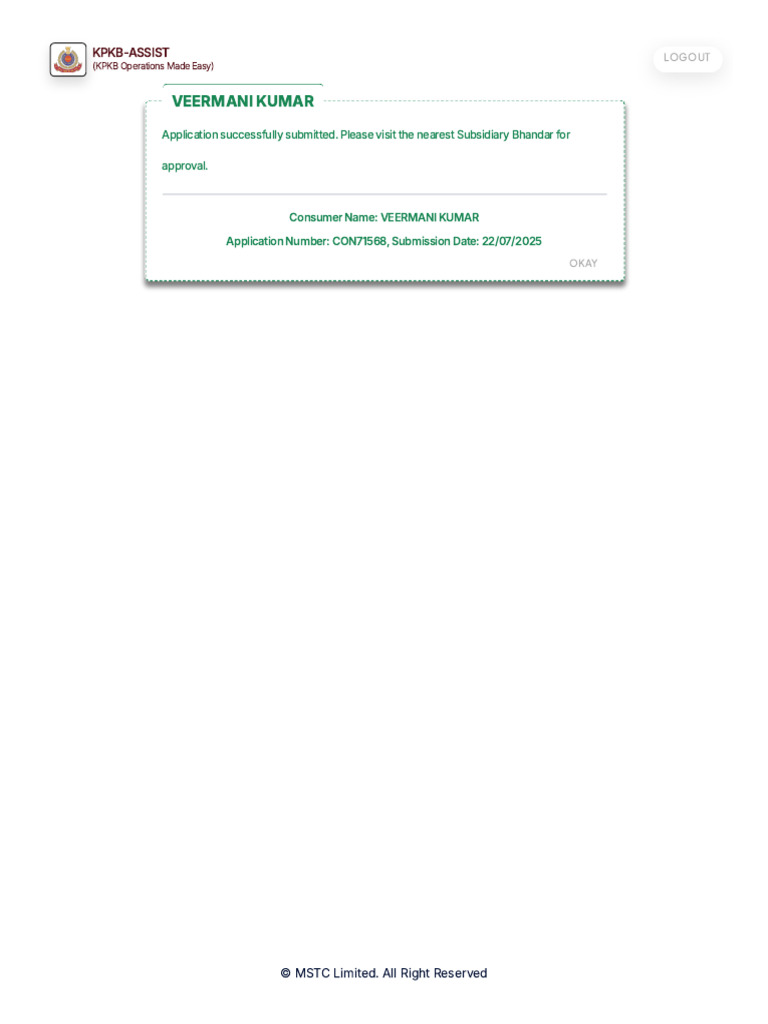 KPKB Assist Application Confirmation | PDF
