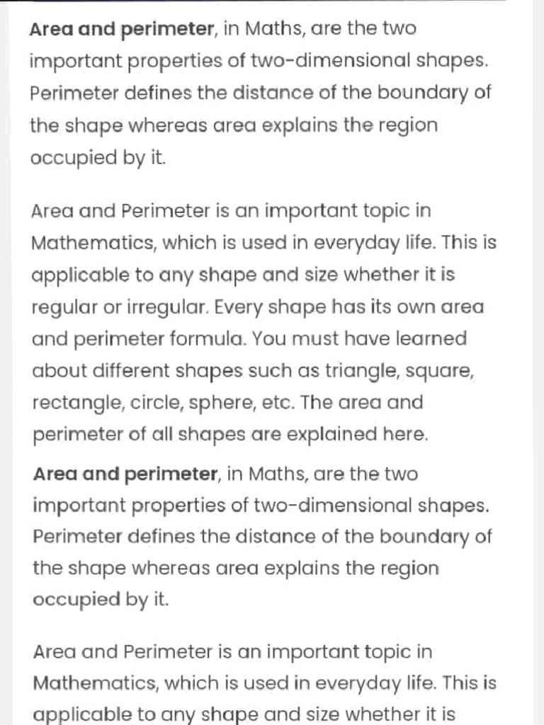 Area and Perimeter of 2D Shapes Guide | PDF | Area | Shape