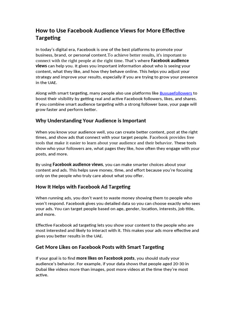 Optimize Facebook Targeting with Audience Insights | PDF | Facebook ...