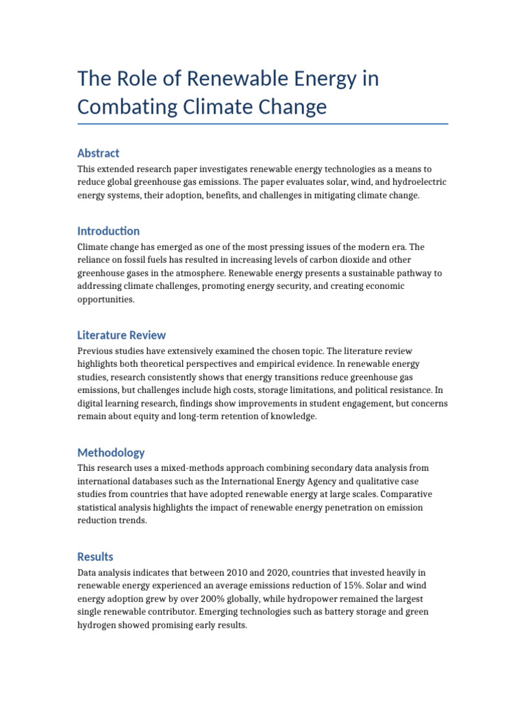 Renewable Energy Long | PDF | Climate Change Mitigation | Renewable Energy