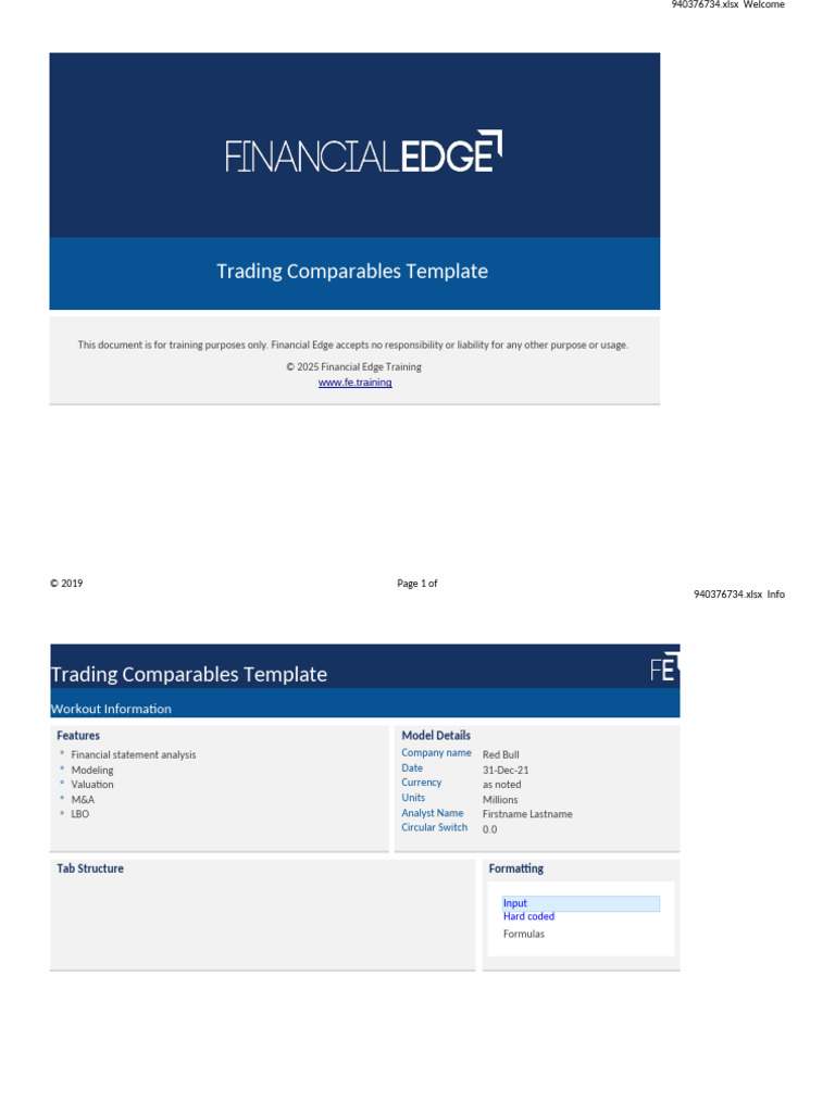 Trading Comparables Template Guide | PDF | Financial Markets | Business
