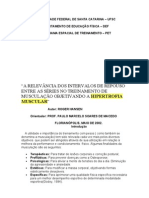 A Relevância Dos Intervalos de Repouso Entre As Séries No Treinamento de Musculação Objetivando A Hipertrofia Muscular