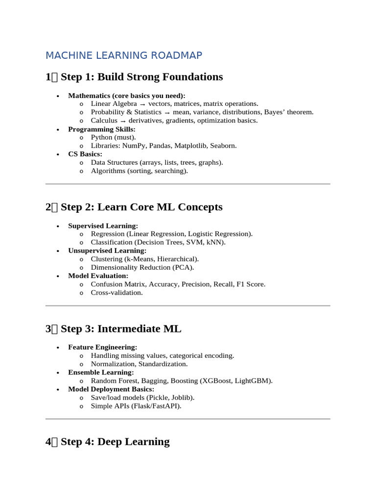 ML Scratch Roadmap | PDF | Machine Learning | Deep Learning