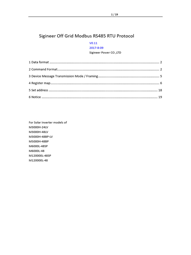Sigineer Modbus RTU Protocol Guide | PDF | Computer Architecture ...