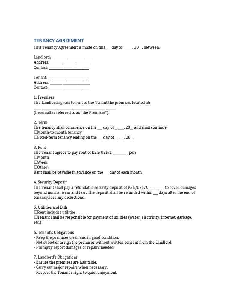 Tenancy Agreement Template | PDF