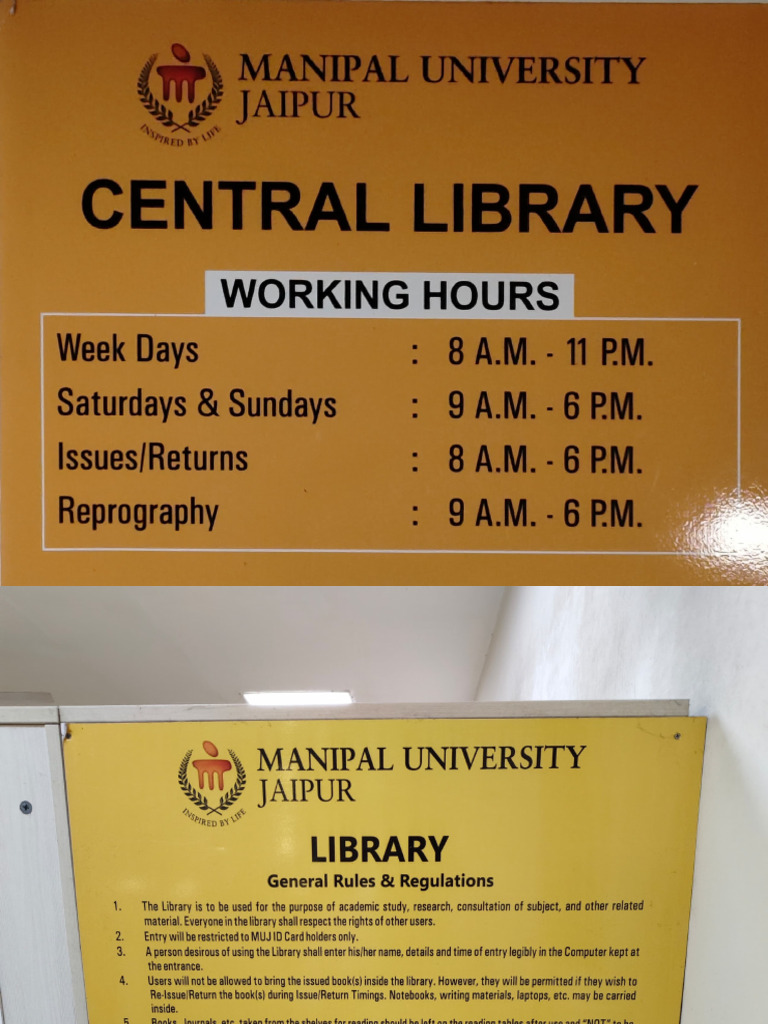 MUJ Library Hours and Regulations | PDF | Libraries