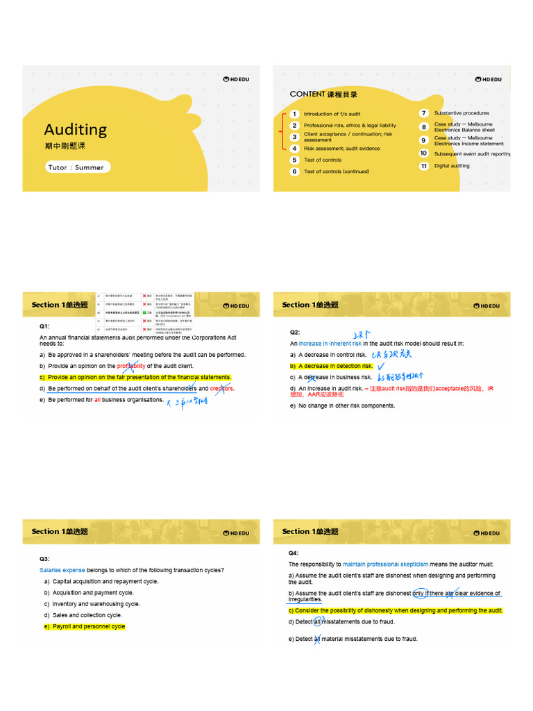 期中刷题课副本| PDF | Audit | Internal Control